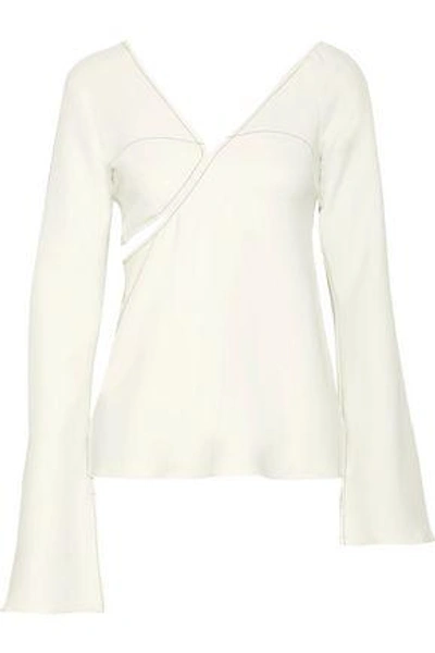 Shop Beaufille Woman Hera Cutout Crepe Top Off-white