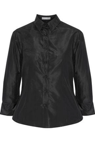 Shop Carolina Herrera Coated Silk-satin Shirt In Black