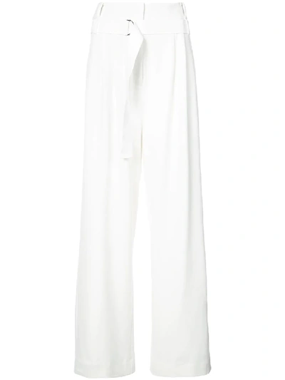 Shop Tibi Suiting Stella Wide Leg Trousers - White