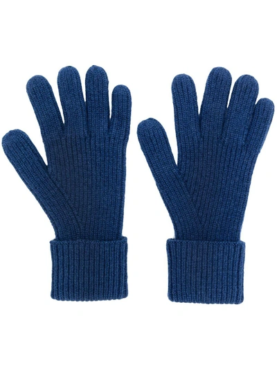 Shop N•peal Ribbed Knitted Gloves In Blue
