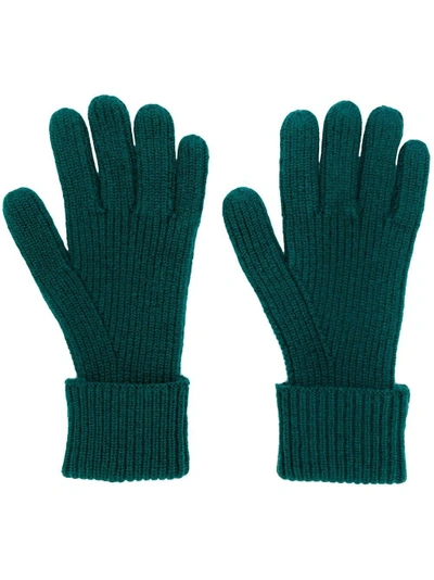 Shop N•peal Ribbed Knitted Gloves In Green