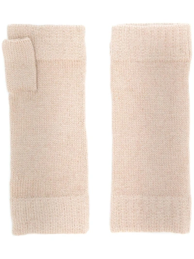 Shop N•peal N.peal Finger-less Knitted Gloves - Neutrals