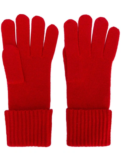 N.PEAL 罗纹羊绒手套 - 红色