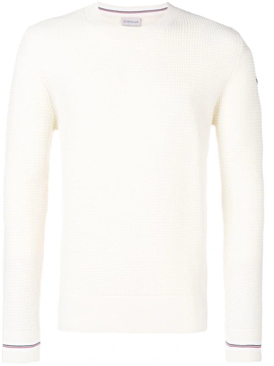 Moncler Waffle Knit Sweater - White | ModeSens
