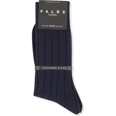 Shop Falke Mens Dark Navy Lhasa Wool-cashmere Socks