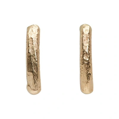 Shop Pearls Before Swine Gold Small Textured Earrings In Yellow Gold