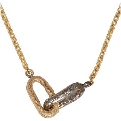 Shop Pearls Before Swine Silver And Gold Double Link Necklace In Yellow Gold