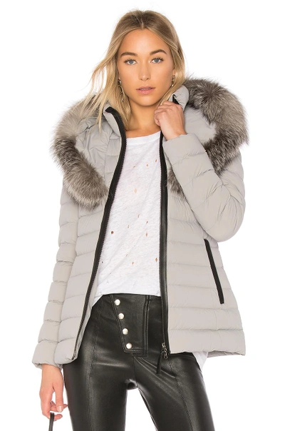 Shop Mackage Kadalina Jacket With Fox Fur Collar In Grey