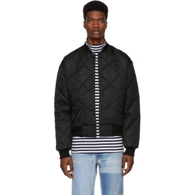 Shop Paa Black Quilted Bomber Jacket