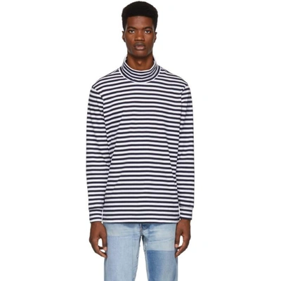 Shop Paa Navy And White Striped Turtleneck In Navy Stripe