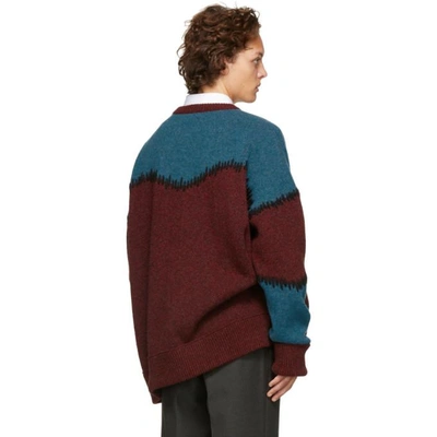 Shop Dsquared2 Burgundy And Blue Cowboy Sweater In 962bordltbl