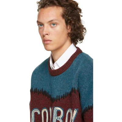 Shop Dsquared2 Burgundy And Blue Cowboy Sweater In 962bordltbl