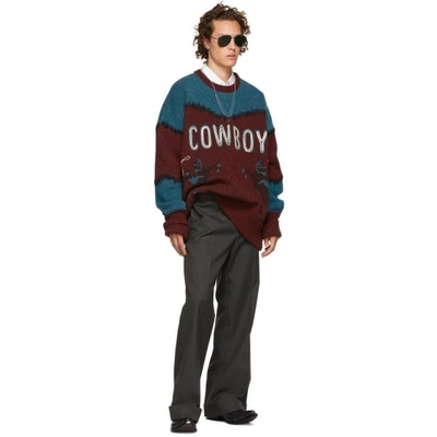 Shop Dsquared2 Burgundy And Blue Cowboy Sweater In 962bordltbl