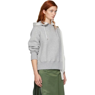 Shop Sacai Grey Pullover Zip Hoodie In 376 Ltgrey