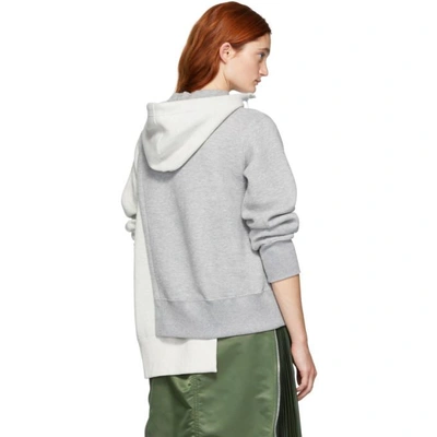 Shop Sacai Grey Pullover Zip Hoodie In 376 Ltgrey