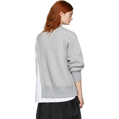 Shop Sacai Grey And White Sweat Shirting Combo Blouse In 376 Ltgrey