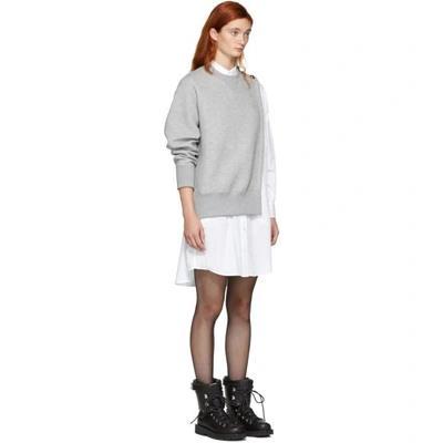 Shop Sacai Grey & White Sweat Shirting Combo Dress