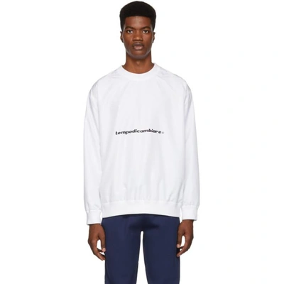 Shop Msgm White Tempo Di Cambiare Track Sweatshirt In 01 White