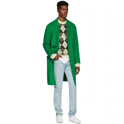 Shop Ami Alexandre Mattiussi Green Wool Double Coat In 300 Green