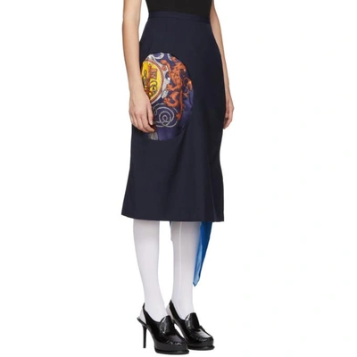 Shop Toga Navy Wool Hole Skirt In 13 Navy