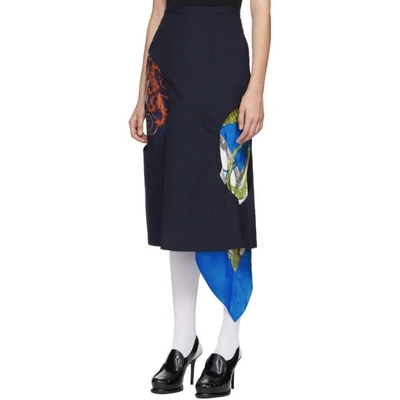 Shop Toga Navy Wool Hole Skirt In 13 Navy