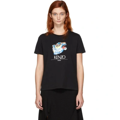 Shop Kenzo Black Tiger Head T-shirt In 99 Black