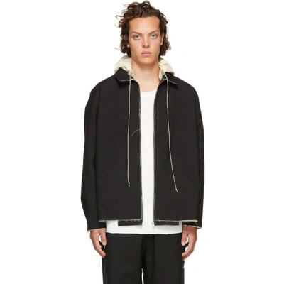 Black Hooded Simple Jacket