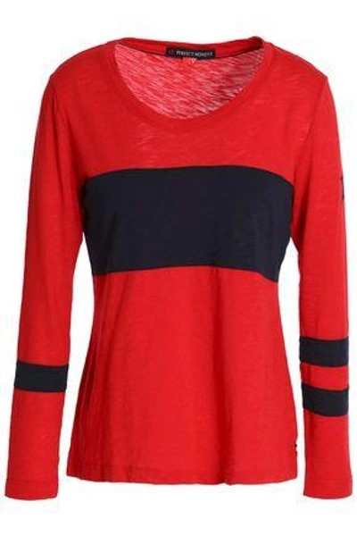 Shop Perfect Moment Woman Slub Cotton-blend Jersey Top Red