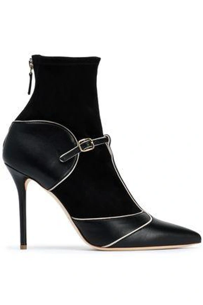 Shop Malone Souliers Woman Paneled Leather And Suede Ankle Boots Black