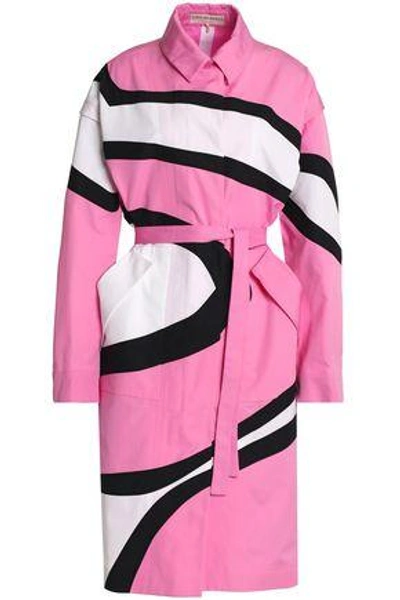 Shop Emilio Pucci Woman Printed Cotton Trench Coat Pink