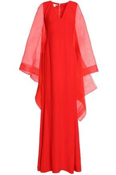 Shop Antonio Berardi Woman Draped Organza And Crepe Gown Tomato Red