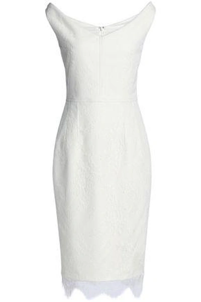 Shop Emilio De La Morena Woman Off-the-shoulder Lace Dress Off-white