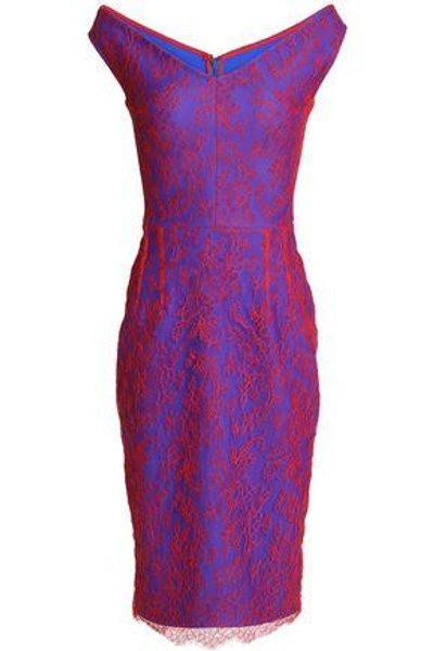 Shop Emilio De La Morena Woman Off-the-shoulder Lace Dress Red