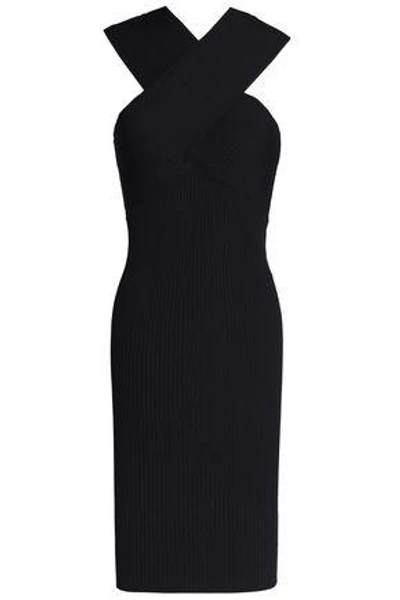 Shop Maje Woman Rochester Ribbed-knit Dress Black