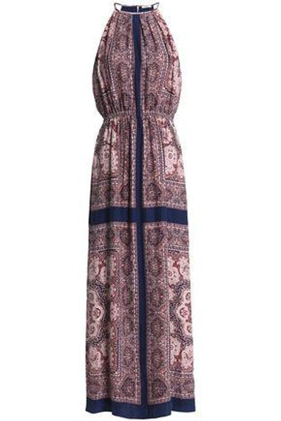 Shop Joie Woman Gathered Printed Washed-silk Maxi Dress Pink