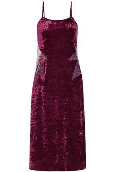 Shop Anna Sui Woman Starburst Crushed-velvet Slip Dress Plum