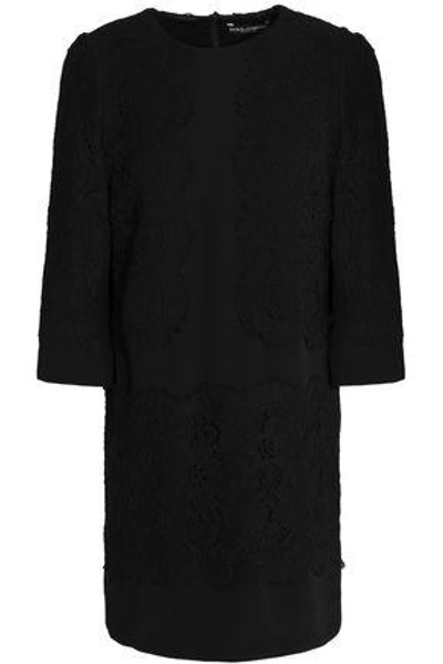 Shop Dolce & Gabbana Woman Knitted Mini Dress Black