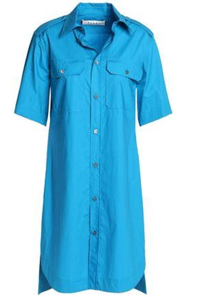 Shop Marni Woman Cotton-poplin Mini Shirtdress Azure
