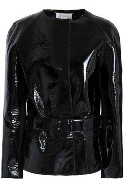 Shop Maison Margiela Woman Coated Leather Jacket Black
