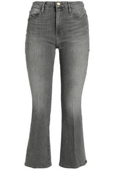 Shop Frame Woman Faded Mid-rise Bootcut Jeans Gray