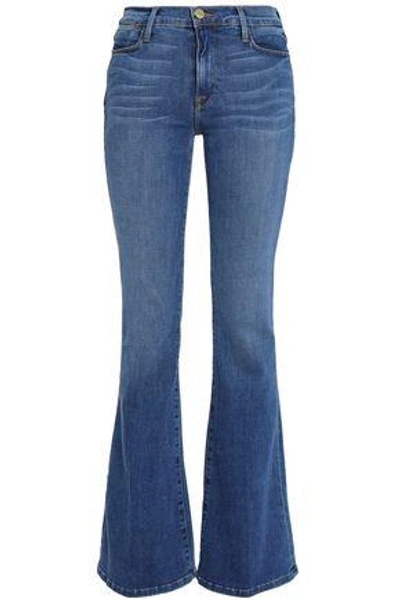 Shop Frame Woman Faded Mid-rise Flared Jeans Mid Denim