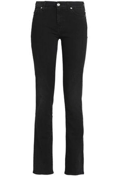 Shop 7 For All Mankind Woman Mid-rise Slim-leg Jeans Black