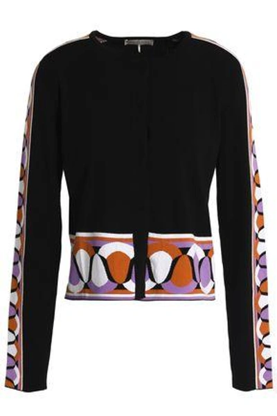 Shop Emilio Pucci Woman Intarsia-knit Cardigan Black