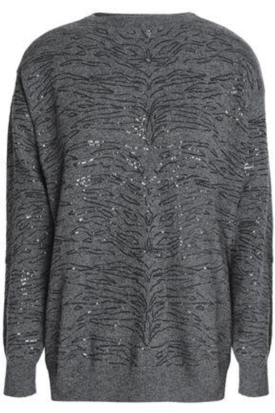 Shop Brunello Cucinelli Sequin-embellished Cashmere Sweater In Anthracite