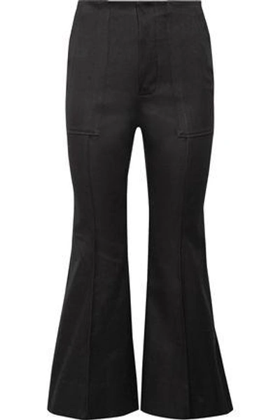 Shop Bassike Woman Cotton-blend Bootcut Pants Black