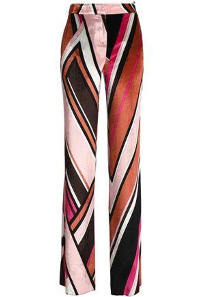 Shop Emilio Pucci Woman Printed Velvet Straight-leg Pants Pink