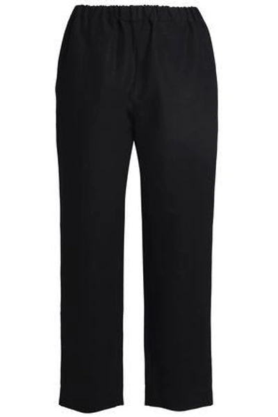 Shop Marni Woman Linen-blend Twill Straight-leg Pants Black