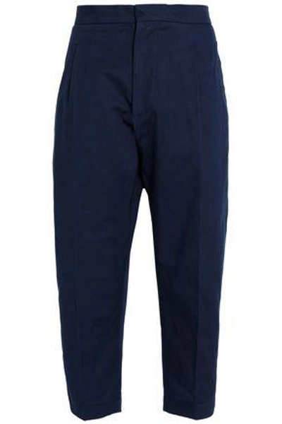 Shop Marni Cotton-blend Twill Straight-leg Pants In Royal Blue