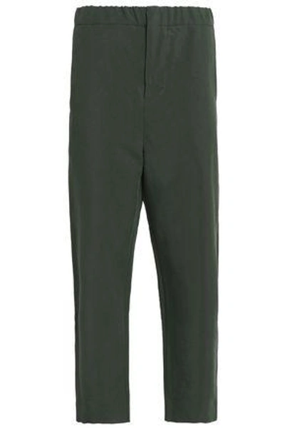 Shop Marni Cropped Twill Straight-leg Pants In Leaf Green
