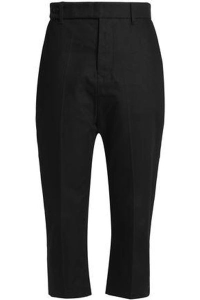 Shop Rick Owens Woman Cropped Cotton-canvas Tapered Pants Black